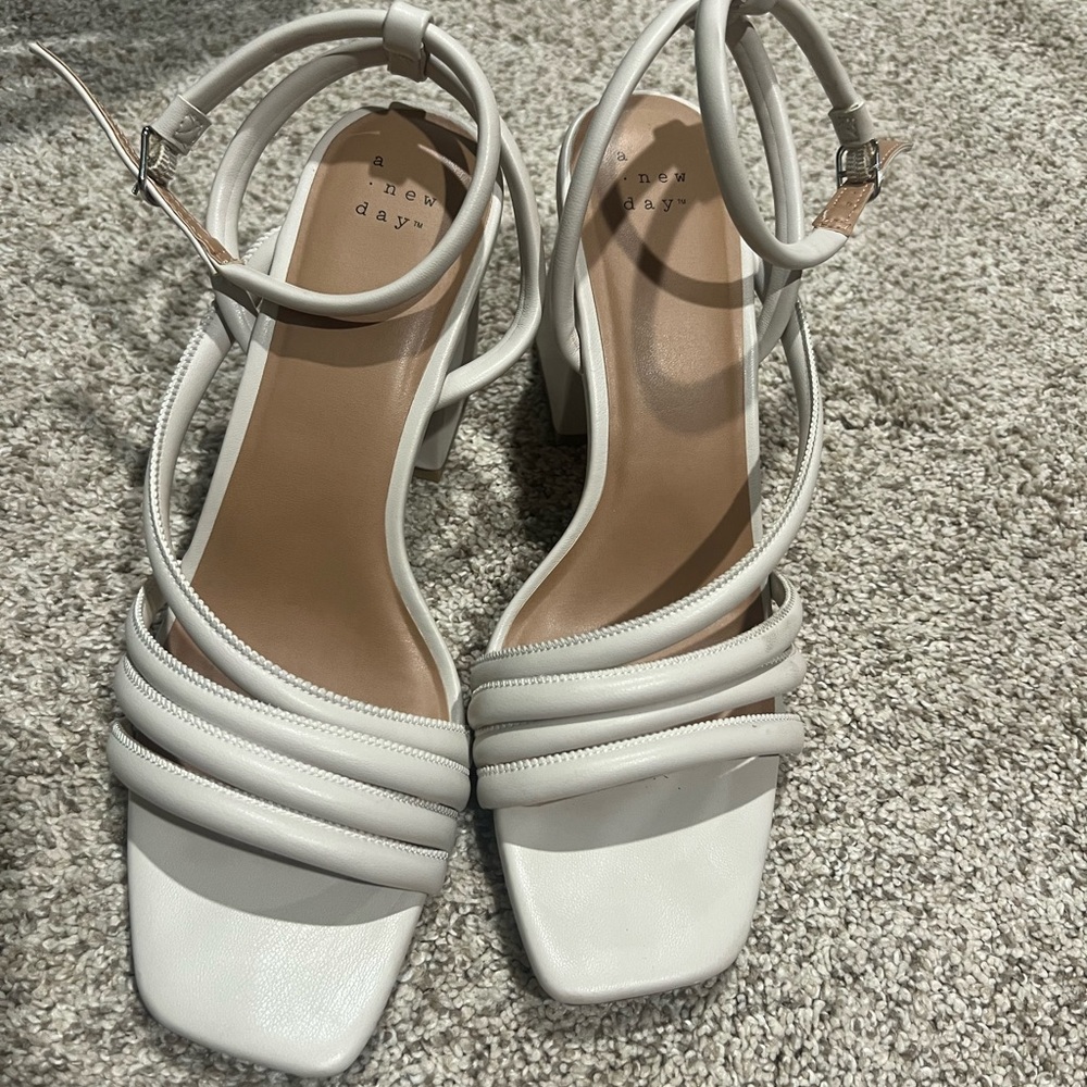 A New Day Women's Cream Strappy Heels